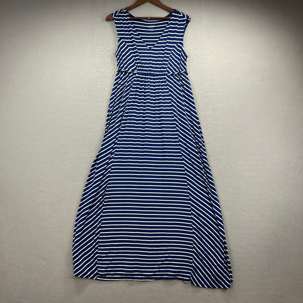 Isabel Maternity by Ingrid & Isabel Maxi Dress Womens L Blue Striped Sleeveless